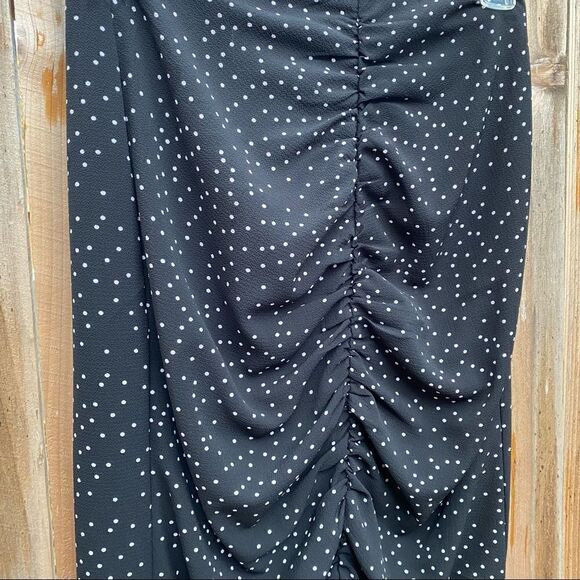 Zara Basic Polka Dot Midi Ruched Skirt Size S - Picture 7 of 12